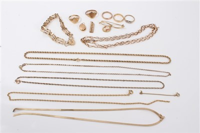 Lot 3244 - Grouo gold (9ct) and yellow metal jewellery