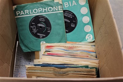 Lot 3568 - Box of single records – including Bob Dylan, The Beatles and The
Yardbirds (approximately 75)