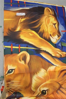 Lot 2413 - Circus Poster:  Very large size, featuring Lions in Circus Cage, brightly coloured, printed by W. E. Berry, printed over several sheets of paper to create one image, overall size approximately 220c...
