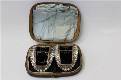 Lot 3094 - Pair Georgian paste shoe buckles in original case