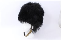 Lot 612 - 20th Century Bear Skin Hat with brass chin chains, possibly Coldstream Guards