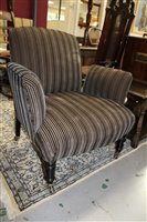 Lot 1411 - Pair of Victorian Tub Chairs with striped velvet upholstery