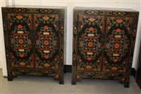 Lot 1412 - Pair of Oriental Lacquer cabinets