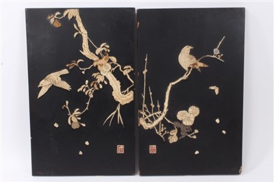 Lot 879 - Pair of Japanese shibyama panels