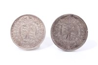 Lot 83 - G.B. mixed silver Victoria J.H. coinage – to include Crown 1887 (N.B. some cleaning striations to field), otherwise GVF, Double Florin 1887.  AVF, Half Crowns 1887.  VF and 1890.  GVF (4 coins)