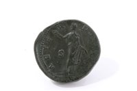 Lot 103 - Ancients – A Roman Diva Faustina Senior brass Sestertius circa AD147.  Rev. Aeternitas S.C. (N.B. some weaknesses to reverse Legend), otherwise GF – AVF (1 coin)