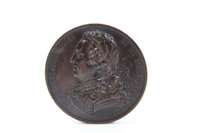 Lot 114 - France – AE comm. medallions – to include Louis XV 1715 – 74 by Caque.  GVF and Charles X Coronation 1825, by Caunois.  GEF (2 medallions)