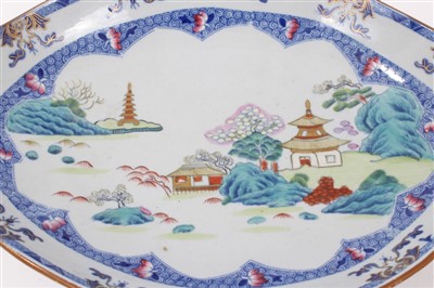 Lot 275 - Pair Spode stone china oval dishes, circa 1820, with Chinese landscape decoration, 23cm