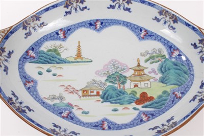 Lot 275 - Pair Spode stone china oval dishes, circa 1820, with Chinese landscape decoration, 23cm