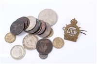 Lot 519 - 23rd London Armoured Car Company Cap Badge together with mixed coins