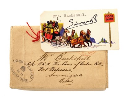 Lot 52 - HRH Edward Prince of Wales (later HM King Edward VIII and Duke of Windsor) – signed card, ephemera