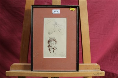 Lot 1008 - Edward Seago Pencil drawing of clown and horse