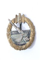 Lot 526 - Nazi coastal artillery War Badge with broad pin backing