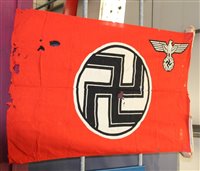 Lot 539 - Second World War Nazi Party flag, marked Reichsdflg 1.0 x 1.7 and annotated ‘Captured in Norway 1945’