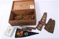 Lot 548 - British Military Campaign cutlery set together with various cap badges and other military badges