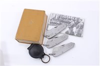 Lot 559 - Set of twelve reproduction Nazi photographic postcards, together with a soldiers' service bible, a compass by Breithaupt-Kassel and three 1950s British Military issue knives