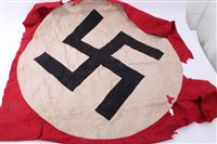 Lot 560 - Second World War Nazi flag swastika fragment cut from a larger Civic flag
