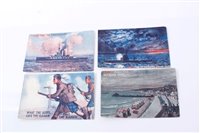 Lot 561 - Four First World War postcards, together with a silk Escape map of North Africa and the Mediterranean