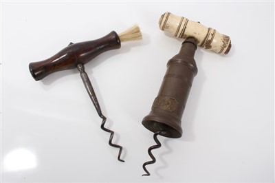 Lot 922 - 19th century bone handled patent screw-handled corkscrew