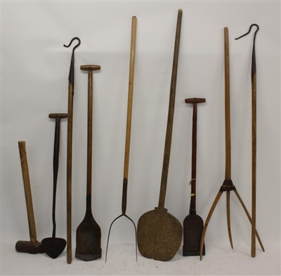 Lot 948 - Two 19th century metal mounted wooden peat cutters