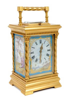 Lot 1258 - Late 19th / early 20th century carriage clock with French eight day repeat movement