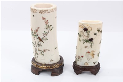 Lot 909 - Japanese Meiji period shibyama tusk section vase and another similar