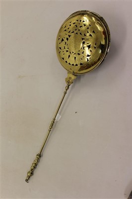 Lot 612 - 17th century brass warming pan
