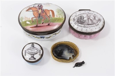 Lot 901 - 18th century Staffordshire enamel snuff box and two others
