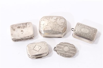 Lot 387 - Collection of four George III / early Victorian vinaigrettes and silver pill box