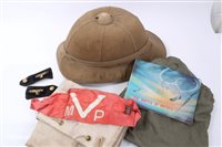 Lot 569 - Wolsey pattern pith Helmet, together with Military police arm band and other militaria