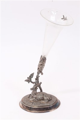 Lot 931 - Victorian Sheffield plate épergne with deer ornament