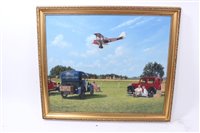 Lot 577 - Alec MacDonald Oil on Canvas study- Summer at Old Warden, De Havilland DH60 Moth