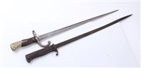 Lot 807 - First World War Imperian German S98 Sword Bayonet together with a French 1874 Pattern Gras Bayonet (2)