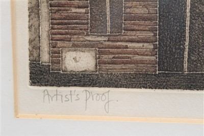 Lot 1069 - Valerie Thornton (1931-1991) signed artists proof etching and aquatint - The Granary, in glazed frame, 31cm x 39cm