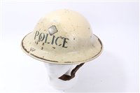 Lot 591 - Second World War British Military MKII Steel Helmet with white painted finish and lettering- FG (Fire Guard?)