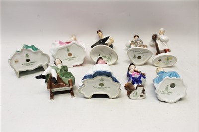 Lot 2004 - Nine Royal Doulton Williamsburg figures – Wigmaker HN2239, Child HN2154, Boy HN2183, Lady HN2228, Silversmith HN2208, Gentleman HN2227, Royal Governors Cook HN2233, Blacksmith HN2240 and Hostess HN...