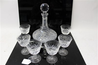 Lot 2007 - Six Waterford Lismore pattern champagne glasses and a matching decanter