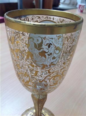 Lot 302 - 19th century Bohemian glass ewer and en-suite pair of goblets