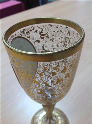 Lot 302 - 19th century Bohemian glass ewer and en-suite pair of goblets