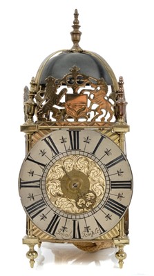 Lot 1271 - 17th century-style lantern clock with brass frame, signed 'Townly Temple'