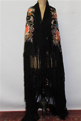 Lot 3059 - Chinese embroidered silk piano shawl
