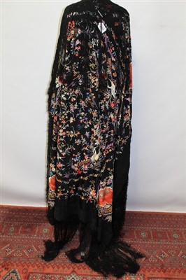 Lot 3059 - Chinese embroidered silk piano shawl