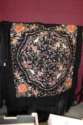 Lot 3059 - Chinese embroidered silk piano shawl