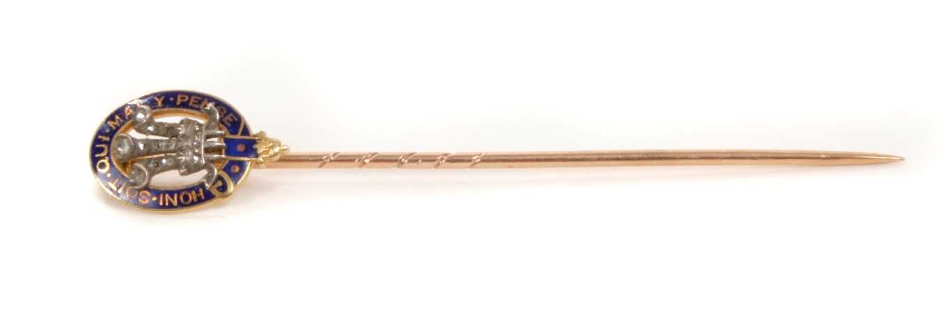 Lot 3 - HRH George Prince of Wales (later King George V) Royal Presentation gold, diamond, enamel stick pin