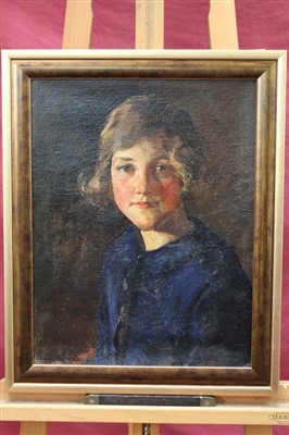 Lot 1205 - Allan Douglas Davidson (1873-1932) oil on board of a young girl