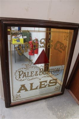 Lot 3741 - Large Bass & Co. Pale & Burton Ales pub advertising
mirror in a wooden frame, 110cm x 131cm