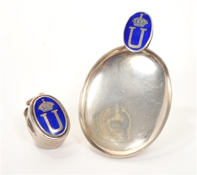 Lot 7 - HM King Umberto I of Italy (1844 – 1900) Royal silver, enamel caddy spoon and similar Royal pillbox