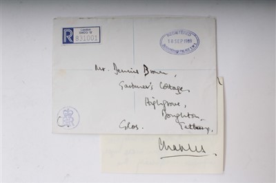 Lot 18 - HRH Prince Charles Prince of Wales, handwritten letter on Prince of Wales crested notepaper