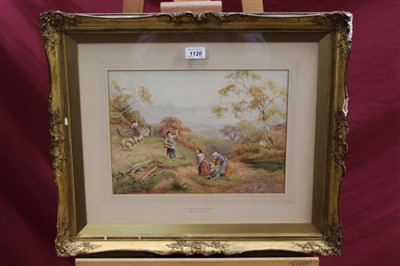 Lot 1120 - Bernard Foster, late Victorian watercolour - On The Dyke, Sussex, signed, in glazed gilt frame, 25cm x 35cm