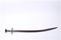 Lot 839 - 18th / 19th century Indian tulwar with disc hilt
and curved blade